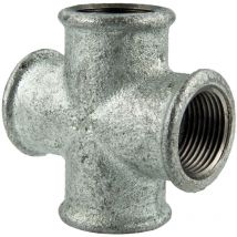 Temperguss-Gewindefitting verzinkt Kreuzstück, allseitig IG 1/2 Zoll, Typ 180, DVGW