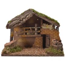 Haus für Krippe mit Blei und Moos 32x16x24cm