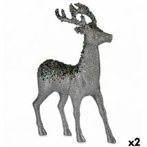 Rentier Weihnachtsdekoration Silber Kunststoff 15 x 45 x 30 cm (2 Stück) - Krist+