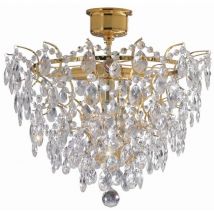 Rosendal - 4 Light Crystal Semi Flush Deckenleuchte Gold, E14 - Markslojd