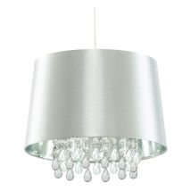 Kristall Decken Pendel Leuchte Wohn Zimmer Hänge Lampe Kunst Seide Silber