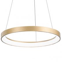 Krizia - 60W dimmbare LED-Pendelleuchte - 4800lm, 3000K warmes Licht, gebürsteter Goldring, Opaldiffusor, D.80 cm, IP20