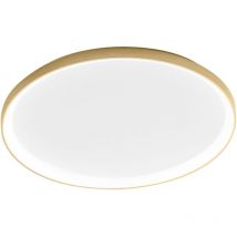 Krizia - 80W dimmbare LED-Deckenleuchte - 5800lm, 3000K warmes Licht, Opaldiffusor, gebürstetes Goldaluminium, d. 70 cm, IP20, modernes Design