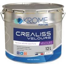 Krome Peinture - Krome Crealiss Velours – Peinture Opacifiante Acrylique pour Murs – Intérieur Finition: Velours - Couleur: Blanc - Conditionnement: