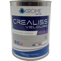 Krome Crealiss Velours – Peinture Opacifiante Acrylique pour Murs – Intérieur Finition: Velours - Couleur: Blanc - Conditionnement: 1L