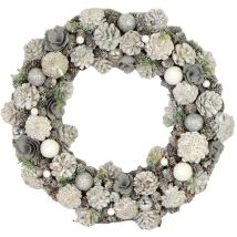 Krone mit silberglitter Tannenzapfen cm ø30