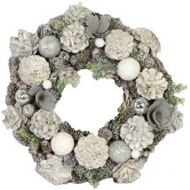 Vacchetti - Krone mit silberglitzernden Tannenzapfen cm ø45