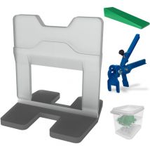 Haeger - Kronen-Hansa Système de nivellement pour carrelage - kit de démarrage pour largeur de joint 2 mm, 100 languettes, 100 cales, pince pour