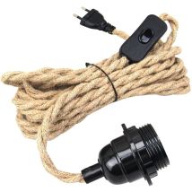 Kronleuchter Aus Hanfseil Mit 4,5 M Kabel, E27-fassung, Schalter Mit Kabel Und Glühbirne, Diy-pendelleuchte, Kreative Industrie-hängelampe, Für 