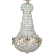 Kronleuchter aus Messingguss mit Kristalledelsteinen. Durchmesser 50XH100 cm