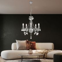 Globo Lighting - Kronleuchter Hängeleuchte Pendellampe Wohnzimmerleuchte Schlafzimmerlampe Deckenleuchte, Metall Acrylkristalle verchromt, 5x E14,