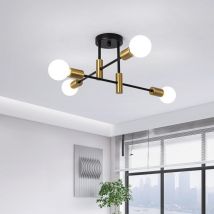 Kronleuchter Moderne Pendelleuchte 4 Lichter Metall Industrielle Vintage Halterung Kronleuchter für Wohnzimmer Esszimmer Schlafzimmer Foyer, Schwarz