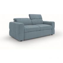 Divani.store - Kronos 2-Sitzer Sofa 173 cm mit ausziehbarer Ottomane und verstellbare Kopfstützen aus weicher wasserfester Mikrofaser T11 Baby Blau