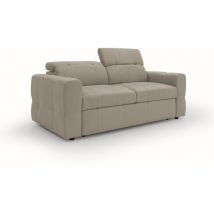 Kronos 2-Sitzer Sofa 173 cm mit ausziehbarer Ottomane und verstellbare Kopfstützen aus weicher wasserfester Mikrofaser T11 Graubeige