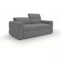 Divani.store - Kronos Canapé 173 cm avec pouf extractible en microfibre imperméable Gris