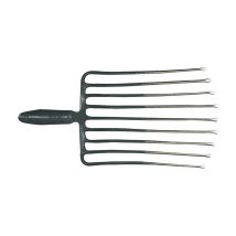 Forchetta pietra 9° dente-L.330mm con bussola a molla senza manico acciaio.lacca rosso-argento. Krumpholz