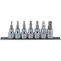 3/8' Juego de llaves de vaso con punta de cabeza de bola para tornillos con encastre hexagonal CHROMEplus, 7 pzs3-10 mm