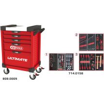 Kstools - Servantes ultimate 5 tiroirs équipées de 158 outils rouge 5 tiroirs équipée de 158 outils