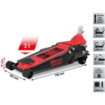 KS Tools performance Hydraulischer Stahl-Wagenheber, 3000 kg, flach, Hubhöhe: 75-510 mm