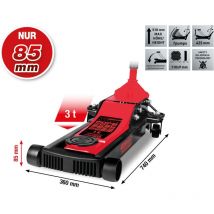 Performance Hydraulischer Stahl-Wagenheber, 3000 kg, flach, Hubhöhe: 85-510 mm - Ks Tools