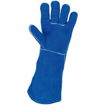 KS Tools Schweißer-Lederhandschuhe lang – Rindspaltenleder – Größe 11 – Blau – 495 g