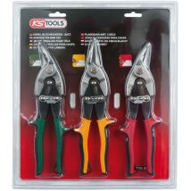 Ks Tools 118.0050 Serie di cesoie a doppia leva p.lamiera,3 pzin blister