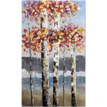 Quadro Astratto Kuatéh 60x100 cm Alberi con Sfondo Blu Olio su Tela