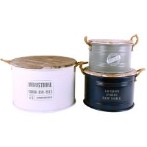 Set di 3 Secchi in Metallo – Ø 50 cm, Ø 40 cm, Ø 33,5 cm – Elegante e Funzionale – Kuatéh