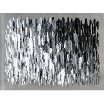 Quadro Astratto Kuatéh Pennellate Bianco E Nero 120 X 90 Cm Olio Su Tela Argentata