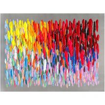 Kuateh - Quadro Astratto Kuatéh Pennellate Multicolor 120 x 90 cm Olio su Tela Argentata