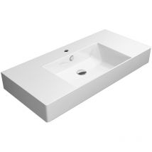 KUBE X lavabo en céramique 100x47cm avec étagères, blanc ExtraGlaze