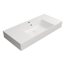 GSI - kube x lavabo en céramique 100x47cm avec étagères, blanc mat