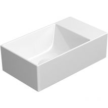 KUBE X lavabo en céramique 40x23cm, pas de trou de robinet, droite/gauche, blanc ExtraGlaze