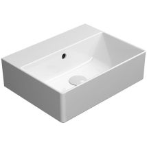 Kube x lavabo en céramique 45x35cm, bord de fond, pas de trou de robinet, blanc ExtraGlaze