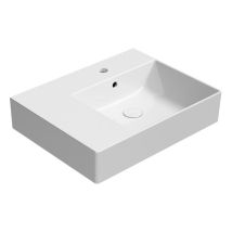 GSI - kube x lavabo en céramique 60x47cm, étagère gauche, blanc ExtraGlaze
