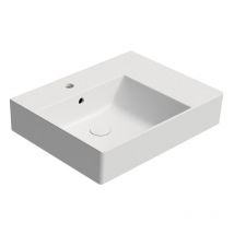 GSI - kube x lavabo en céramique 60x47cm, plateau droit, blanc mat
