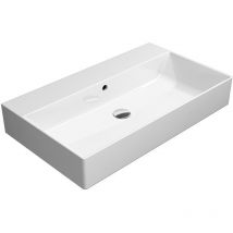 Kube x lavabo en céramique 80x47cm, pas de trou de robinet, blanc ExtraGlaze