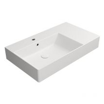 GSI - kube x lavabo en céramique 80x47cm, plateau droit, blanc mat