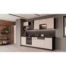 Küche arona basic loft 280 cm Küchenzeile Küchenblock Einbauküche Kaschmir beige matt + Schwarz matt