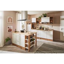 Küche Küchenzeile Inselküche Einbauküche Eiche Weiß Hilde 280 cm Respekta