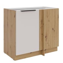 Küchen Preisbombe - Küchen Eckunterschrank 105 Cm Küche Solano Kaschmir Beige Matt + Eiche Artisan Matt Küchenzeile Küchenblock Einbauküche