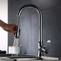 Küchenarmatur Mit 360° Schwenkbarer Sprühfeder Mit Schläuchen, Einhebel-spültischarmatur, Kalt- Und Warmwasser Erhältlich (silber), Debuns