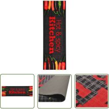 The Living Store Küchenbodenmatte Waschbar Hot&Spicy 60x180 cm - Teppich - Bodenmatte - Küchentuch - Türmatte - Wohnraumteppich