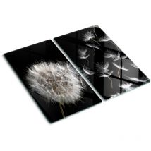 Glasschneideplatten - Schneidebrett aus Glas - Herdabdeckplatten - Gehärtetes Glas – 2x30x52 cm (2er Set) - Löwenzahn