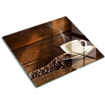 Glasschneideplatten - Schneidebrett aus Glas - Herdabdeckplatten - Gehärtetes Glas – 60x52 cm - Eine Tasse Kaffee
