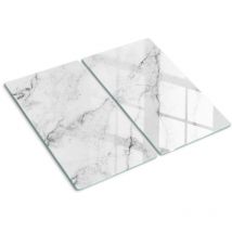 Glasschneideplatten - Schneidebrett aus Glas - Herdabdeckplatten - Gehärtetes Glas – 2x30x52 cm (2er Set) - Marmor