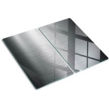 Glasschneideplatten - Schneidebrett aus Glas - Herdabdeckplatten - Gehärtetes Glas – 2x30x52 cm (2er Set) - Metallhintergrund