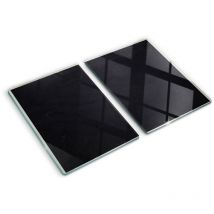 Glasschneideplatten - Schneidebrett aus Glas - Herdabdeckplatten - Gehärtetes Glas – 2x40x52 cm (2er Set) - Schwarzes Brett