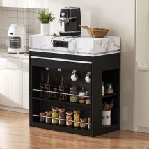 Kücheninsel Auf Rollen, Ausziehtisch Mit Klappbarer Tischplatte, Bartisch Mit Steckdosenleiste Und Haken, Der Als Kücheninsel, Sideboard Oder Bartisch