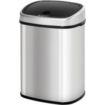 Küchenmülleimer 48l Mit Infrarotsensor, Hygienischer Sensor Abfalleimer Aus Edelstahl, Silber, 40,5 X 29,5 X 68 Cm